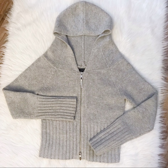 Express Sweaters - EXPRESS Grey Zip Up Hooded Sweater Wool Blend